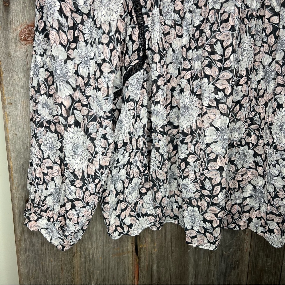Rebecca Taylor Lindsay Boho Silk Floral Sheer Peasant Blouse Size 2 - Picture 7 of 16